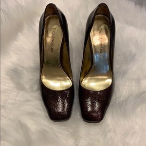 Enzo Angiolini brown square toe pumps